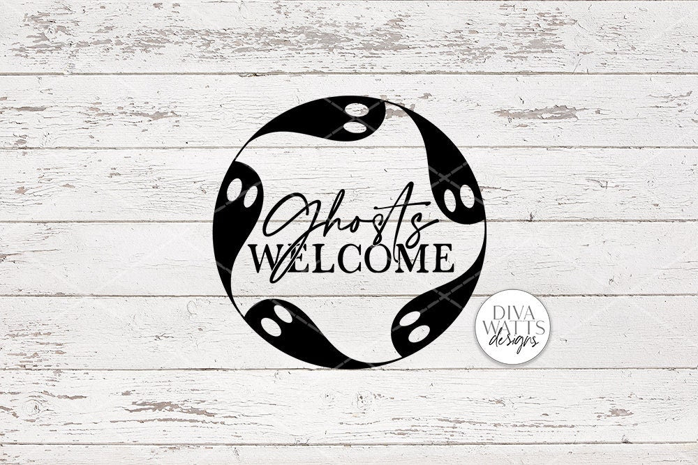 Ghosts Welcome SVG | Halloween Round Sign Design