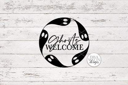 Ghosts Welcome SVG | Halloween Round Sign Design