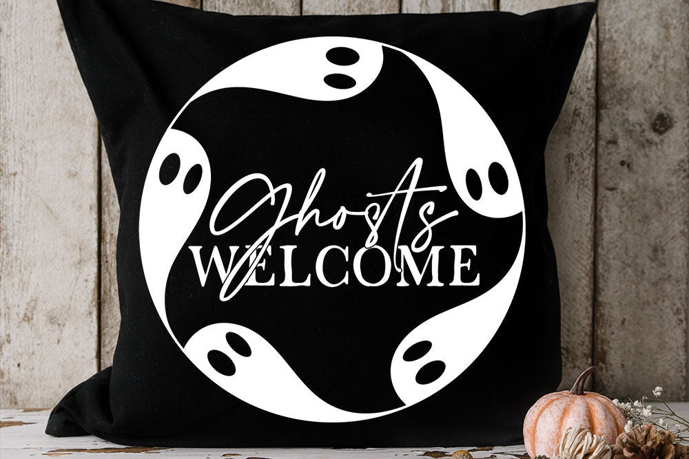 Ghosts Welcome SVG | Halloween Round Sign Design