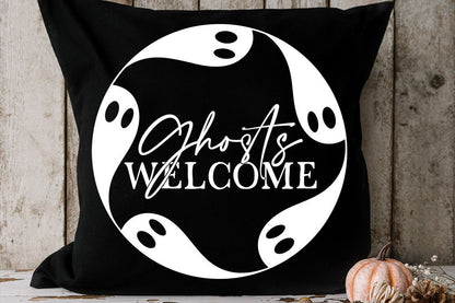 Ghosts Welcome SVG | Halloween Round Sign Design
