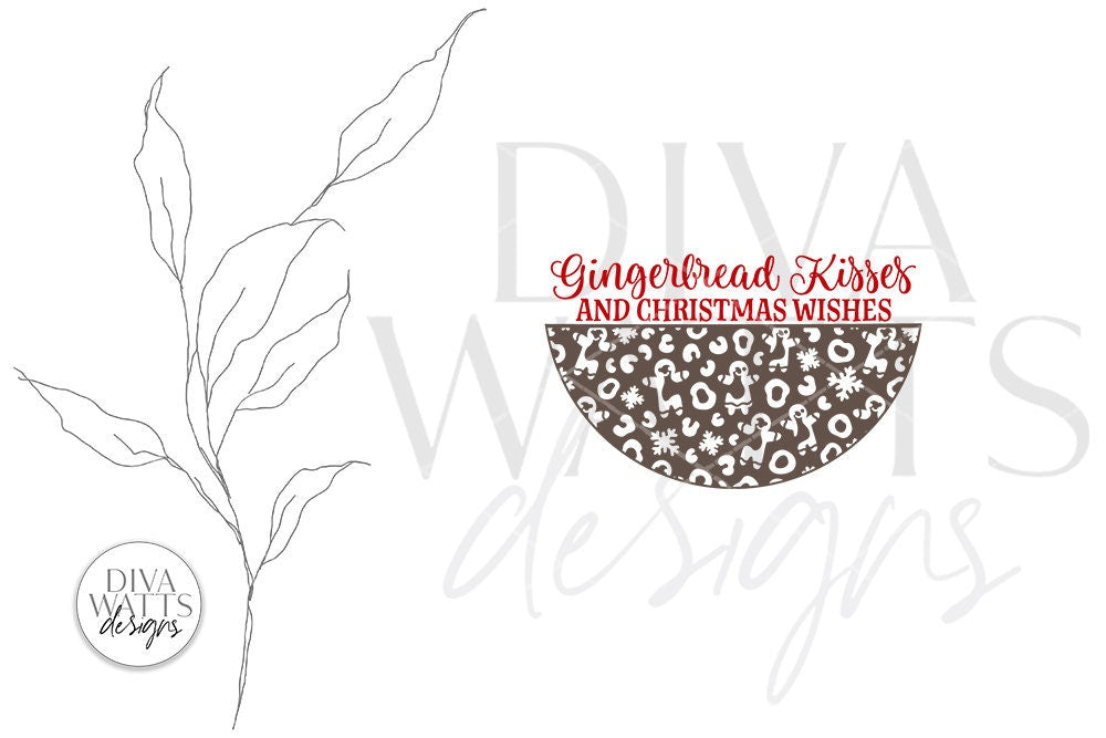 Gingerbread Kisses And Christmas Wishes SVG | Door Hanger Leopard Print Design