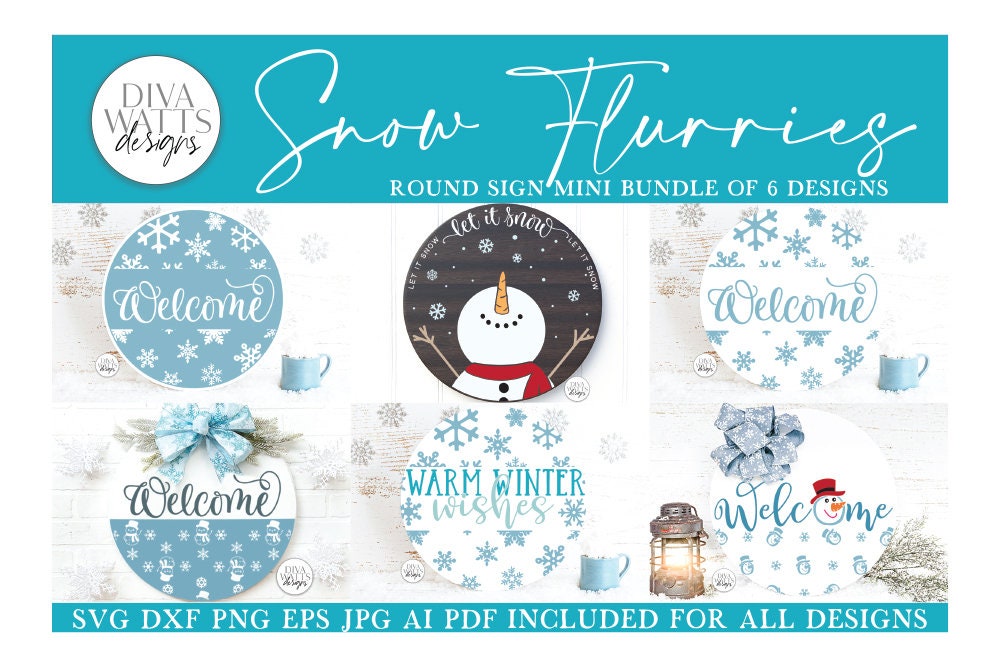 Snow Flurries Round SVG Bundle - Winter Sign Making Bundle