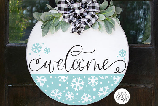 Welcome with Snowflake Half Round SVG | Christmas / Winter Door Hanger Design