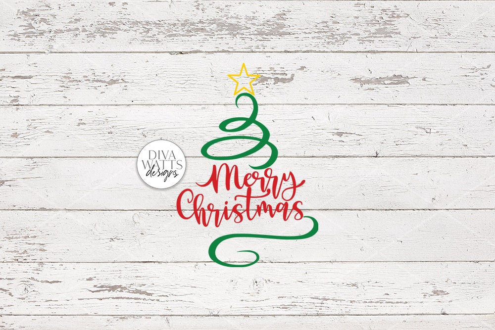 Merry Christmas Swirling Tree SVG | Winter Design