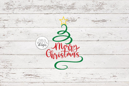 Merry Christmas Swirling Tree SVG | Winter Design
