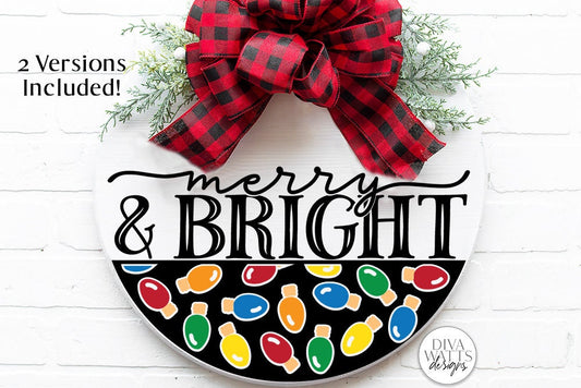 Merry And Bright | Christmas Lights Door Hanger Design