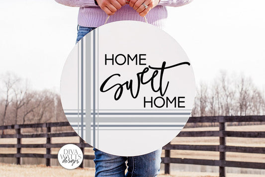 Home Sweet Home SVG | Round Farmhouse Plaid Design