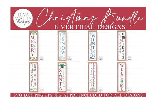 Vertical Christmas SVG Bundle | Winter Porch Sign Makers Bundle