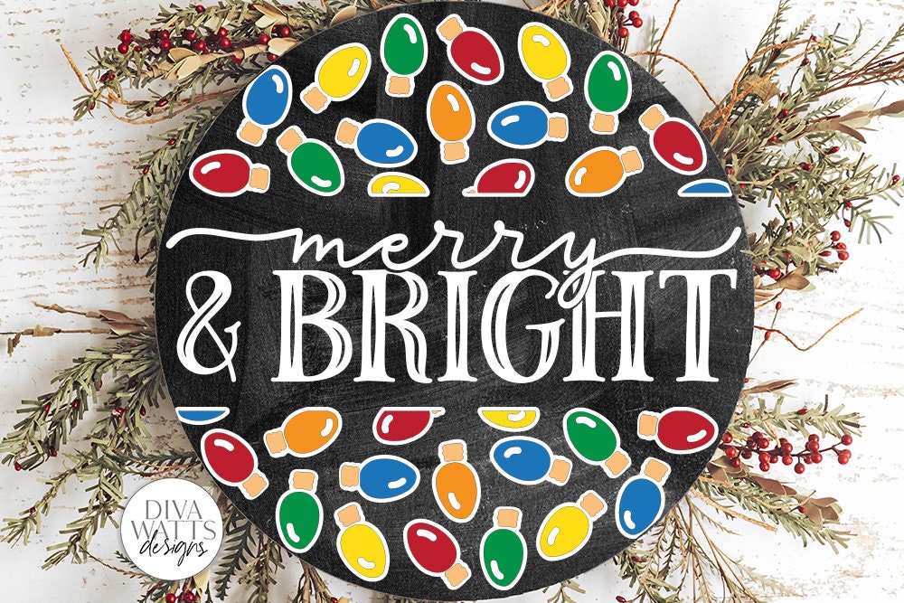 Merry And Bright SVG | Christmas / Winter Round Sign Design