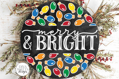 Merry And Bright SVG | Christmas / Winter Round Sign Design