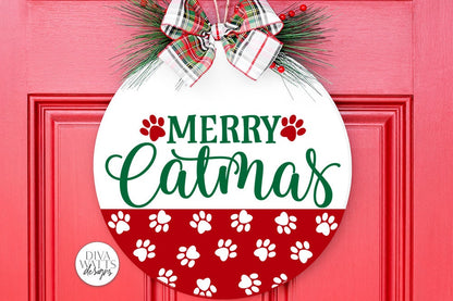 Merry Catmas SVG | Christmas / Winter Round Design