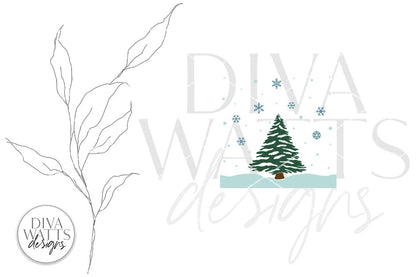 Tree With Falling Snow SVG | Christmas / Winter Square Design