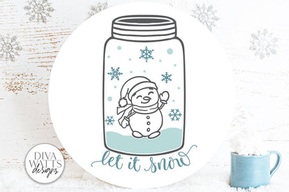 Let It Snow SVG | Snowman Jar Winter Design