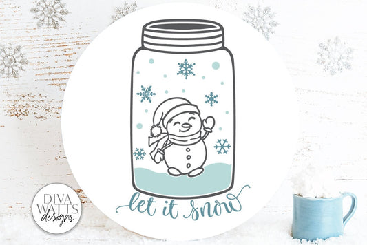 Let It Snow SVG | Snowman Jar Winter Design