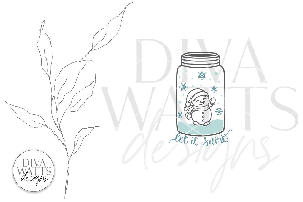 Let It Snow SVG | Snowman Jar Winter Design