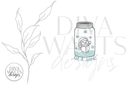 Let It Snow SVG | Snowman Jar Winter Design
