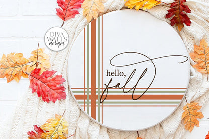 Hello Fall Plaid SVG | Farmhouse Autumn Design