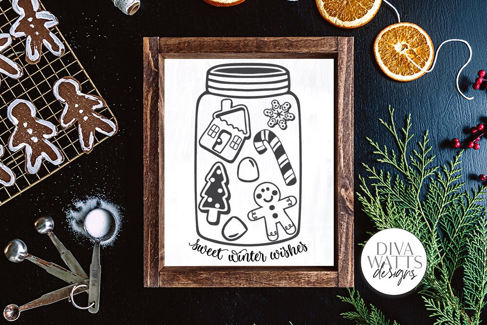 Sweet Winter Wishes SVG | Gingerbread Christmas Jar Design