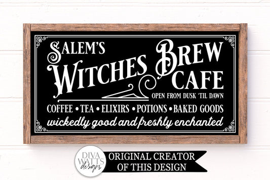 Witches Brew Cafe SVG | Halloween SVG | Coffee House SVG | Fall Design | Witch's svg | Vintage Design | Printable & More