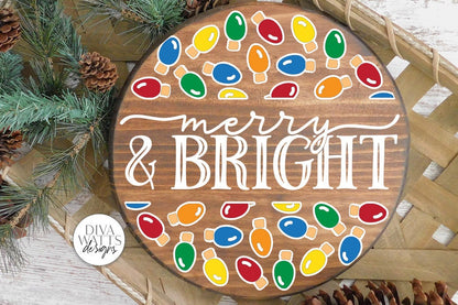 Merry And Bright SVG | Christmas / Winter Round Sign Design