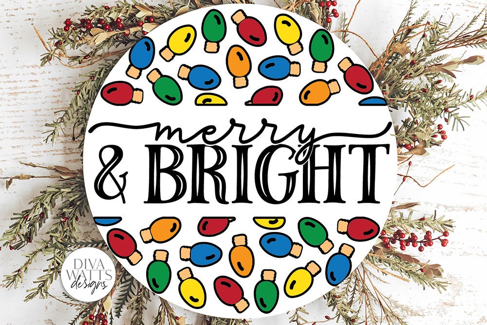 Merry And Bright SVG | Christmas / Winter Round Sign Design