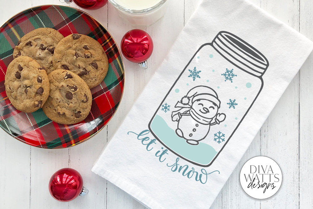 Let It Snow SVG | Snowman Jar Winter Design