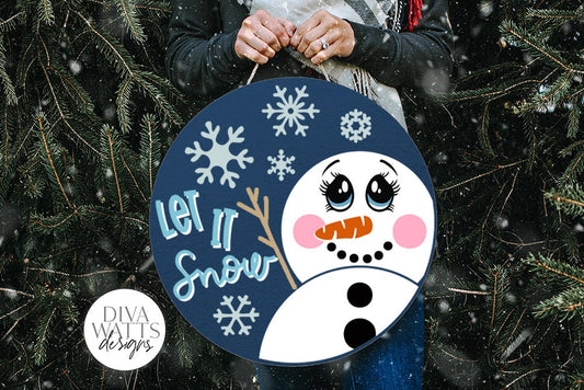 Let It Snow SVG | Snowman Round Design