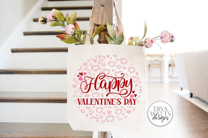 Happy Valentine's Day SVG | Heart Leopard Print Round Design