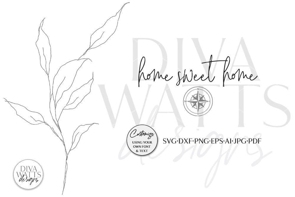 SVG | Home Sweet Home | Cutting File | GPS Coordinates Longitude Latitude | Customize Personalize | Vinyl Stencil HTV | Farmhouse Sign | dxf