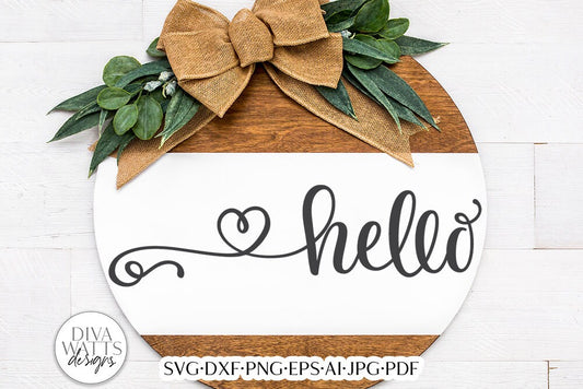 Hello With Heart Tail SVG | Farmhouse Design