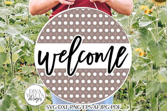 Welcome with Rattan Half Circles SVG | Boho Farmhouse Design