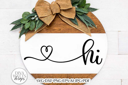 Hi With Heart Tail SVG | Welcome Design