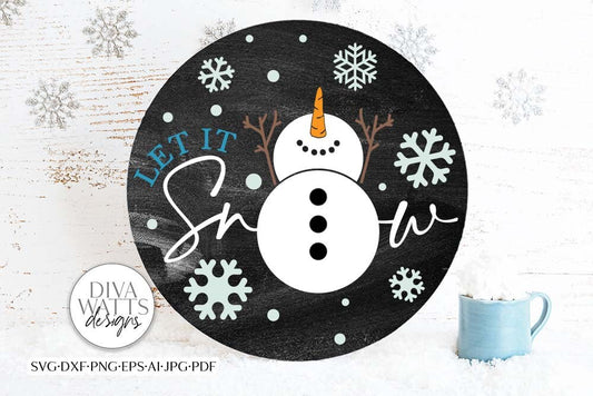 Let It Snow Round Sign SVG | Door Hanger Design