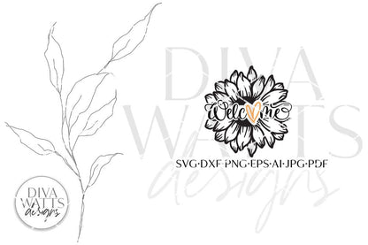Welcome SVG | Sunflower with Heart Design