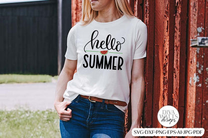 Hello Summer With Watermelon SVG | Summer Design