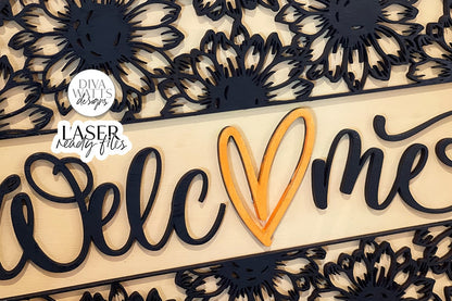 Welcome SVG for Glowforge | Sunflower With Heart Laser Design