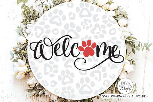 Welcome With Paw Print SVG | Paw Leopard Print Design