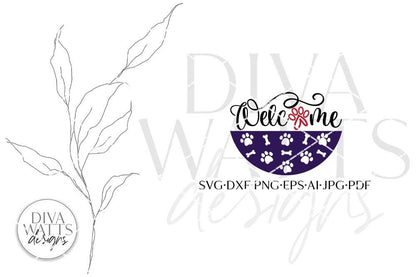 Welcome Round SVG | Dog Pawprint & Bones Design