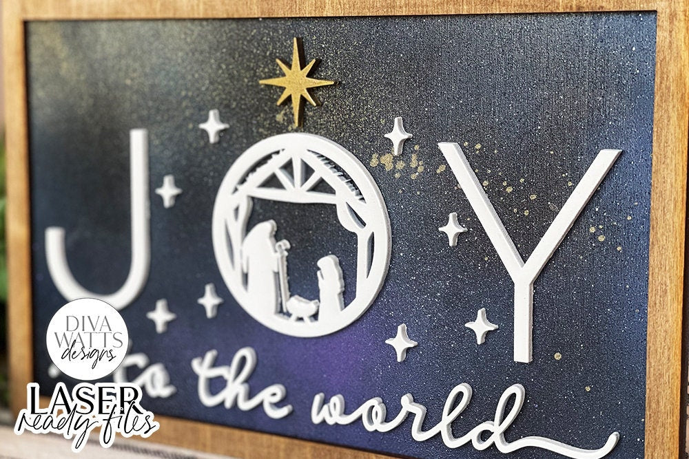 Joy To The World Glowforge SVG | Christmas Nativity Scene Design