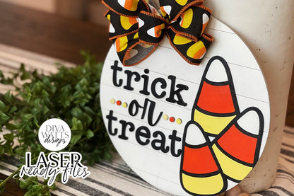 Trick or Treat Glowforge SVG | Halloween Candy Corn Design