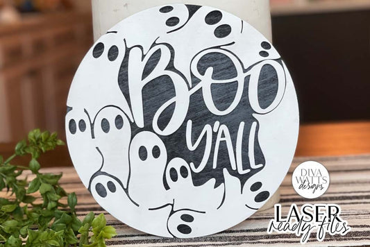 Boo Y'all Glowforge SVG | Halloween Laser Cut File