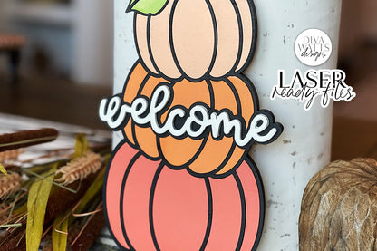 Fall Stacked Pumpkins Glowforge SVG | Welcome Fall Design
