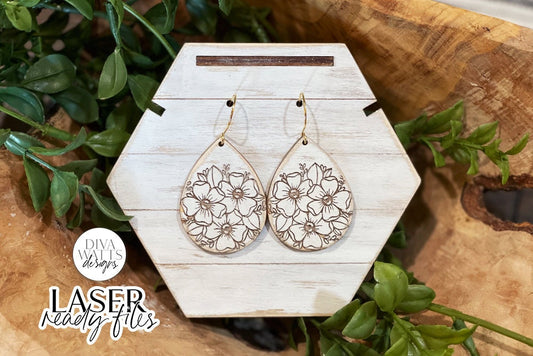 Floral Drop Earrings Glowforge SVG | Laser Cut and Engrave File