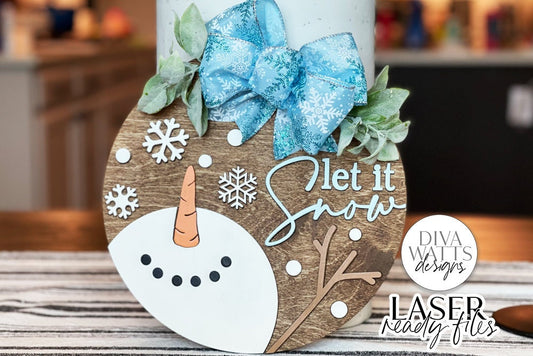 Let It Snow Glowforge SVG | Winter Snowman Laser File