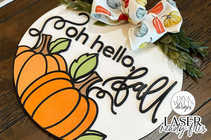 Oh Hello Fall Glowforge SVG | Autumn Pumpkins Laser File
