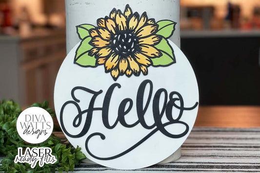 Hello Sunflower Glowforge SVG | Laser Cut File