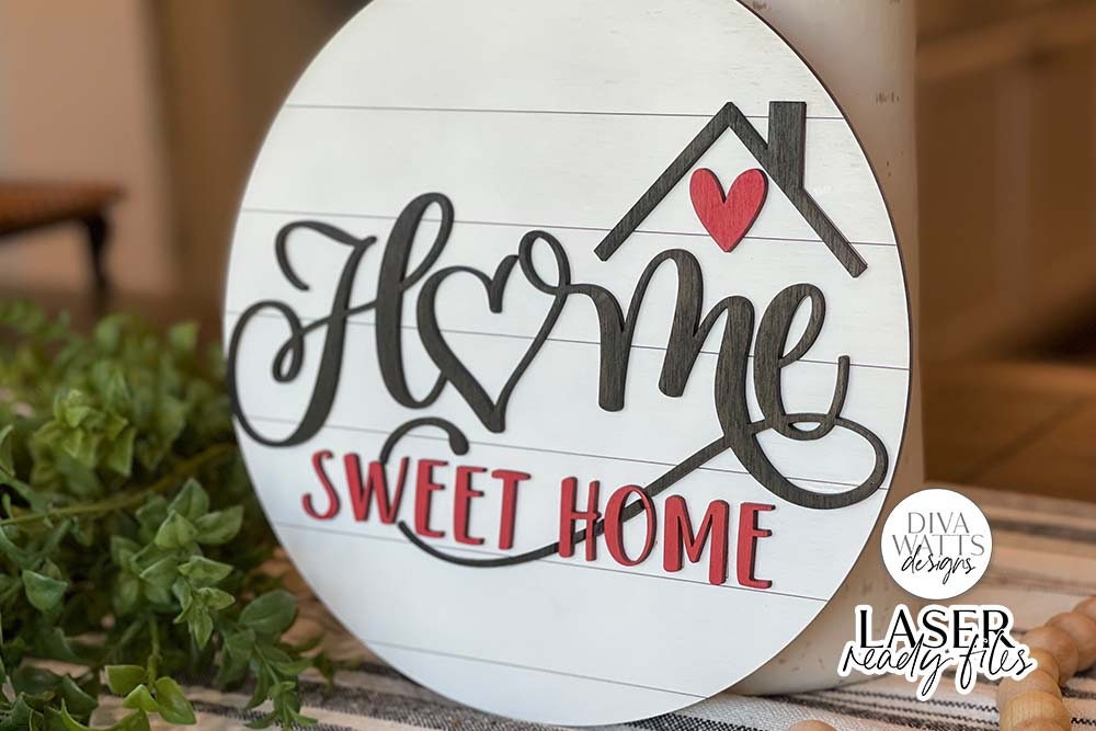 Home Sweet Home Glowforge SVG | Door Hanger Design