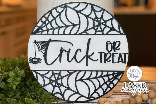 Trick Or Treat Glowforge SVG & Lasers | Halloween Round Design