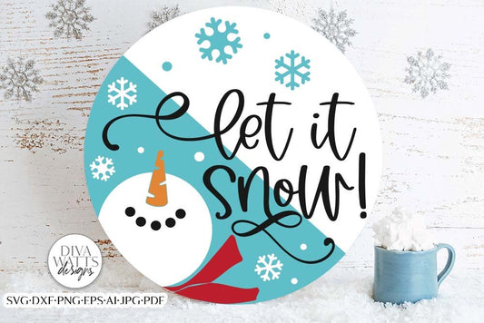 Let It Snow Snowman SVG | Christmas Split Round Design