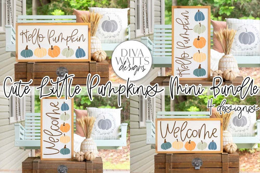 Fall Pumpkins Mini SVG Bundle | 4 Designs | Hello Pumpkin | Welcome